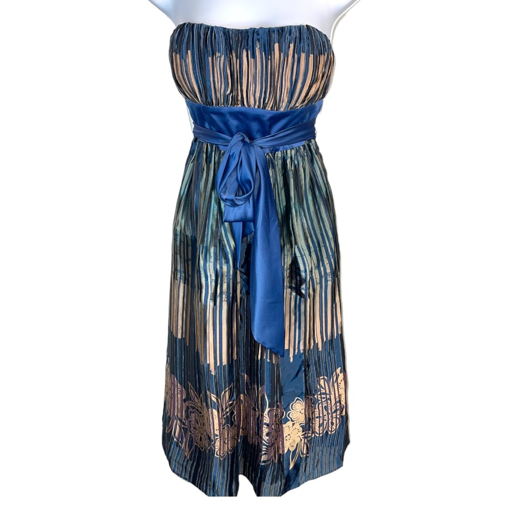 Women’s Max & Cleo Blue Silk Nellie Strapless Cocktail Dress - 2
